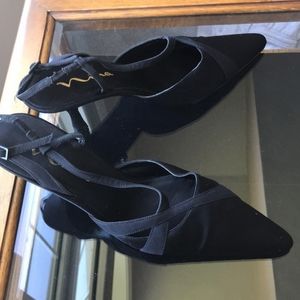 Nina Satin slingback heels